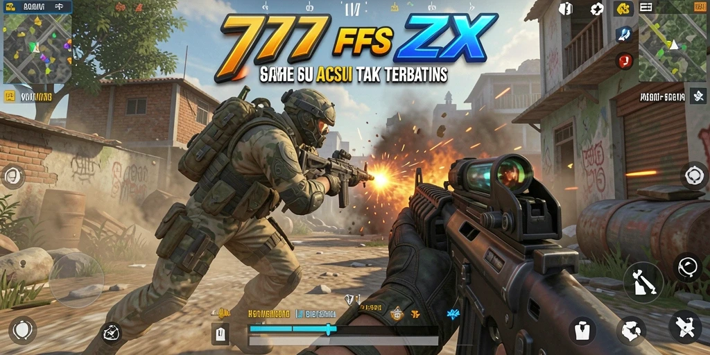 Tampilan gameplay 777ZX yang intens dan seru dalam aksi FPS.