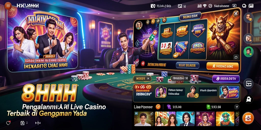 Tampilan gameplay Live Casino 8HHH yang menarik dan interaktif.