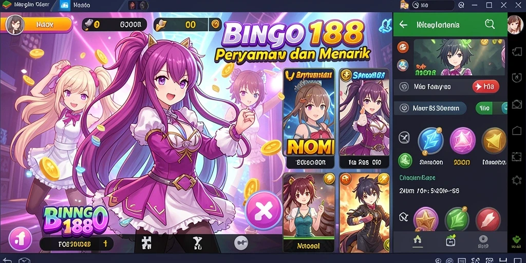 Tangkapan layar BINGO188 menampilkan gameplay seru dengan karakter Anime.