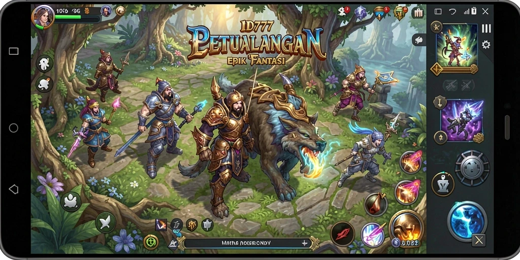Tangkapan layar utama gameplay ID777 yang menunjukkan petualangan seru dalam RPG.