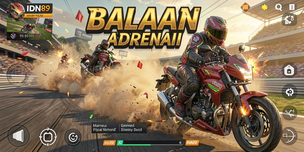 Screenshot menunjukkan balapan motor yang intens dan grafik memukau.
