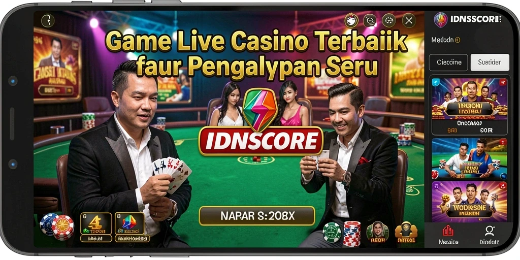 Tampilan gameplay IDNSCORE yang menarik dan interaktif untuk pengalaman Live Casino.