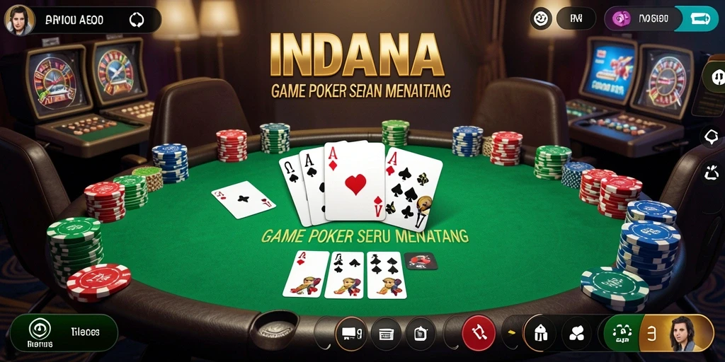 Tampilan gameplay Poker yang seru dan interaktif di INDAAA.