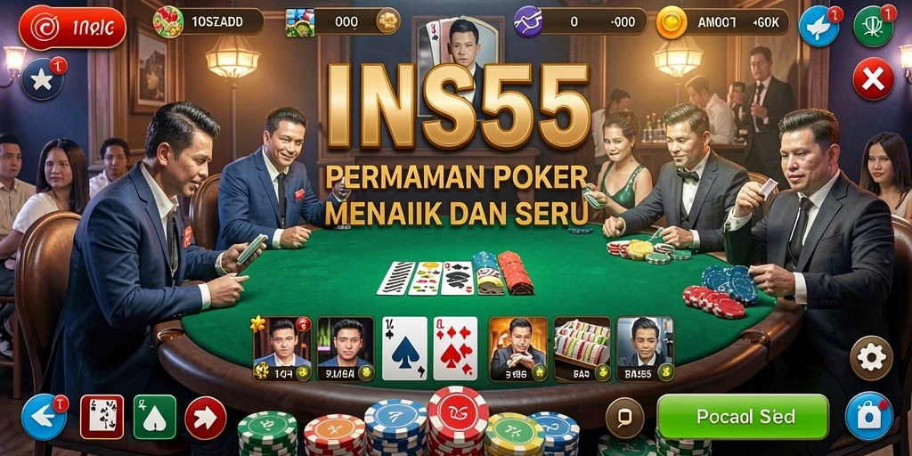 Screenshot menampilkan gameplay poker yang seru di INS55.