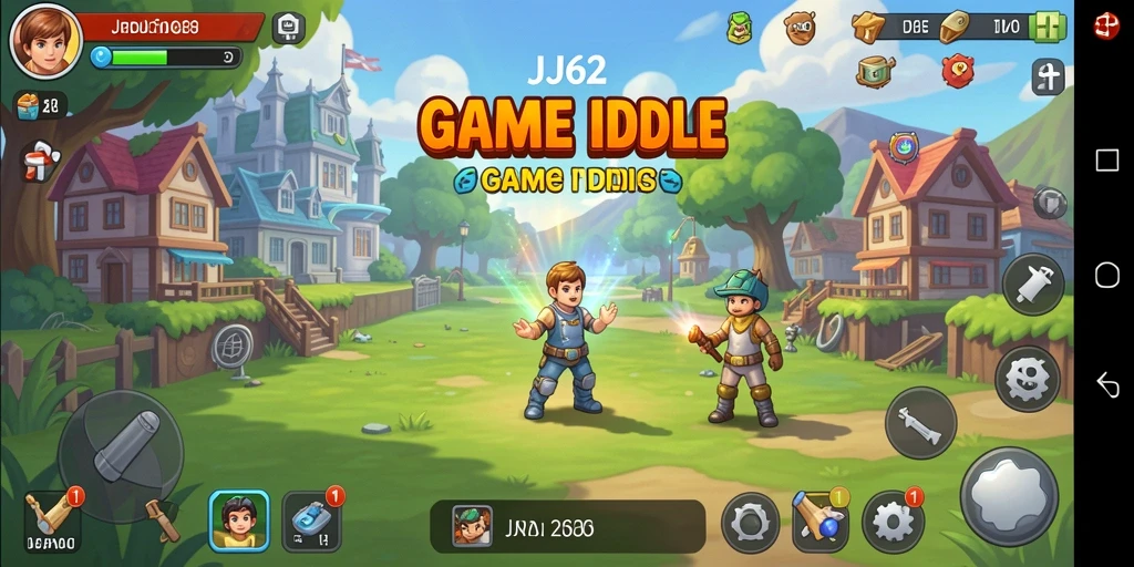 Screenshot dari gameplay JJ62 yang menampilkan karakter dan sumber daya.