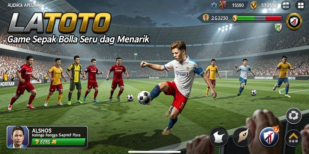 Gameplay LATOTO yang penuh aksi dalam pertandingan sepak bola.