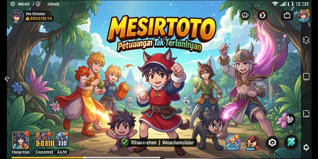 Tampilan gameplay MESIRTOTO dengan karakter anime yang keren.