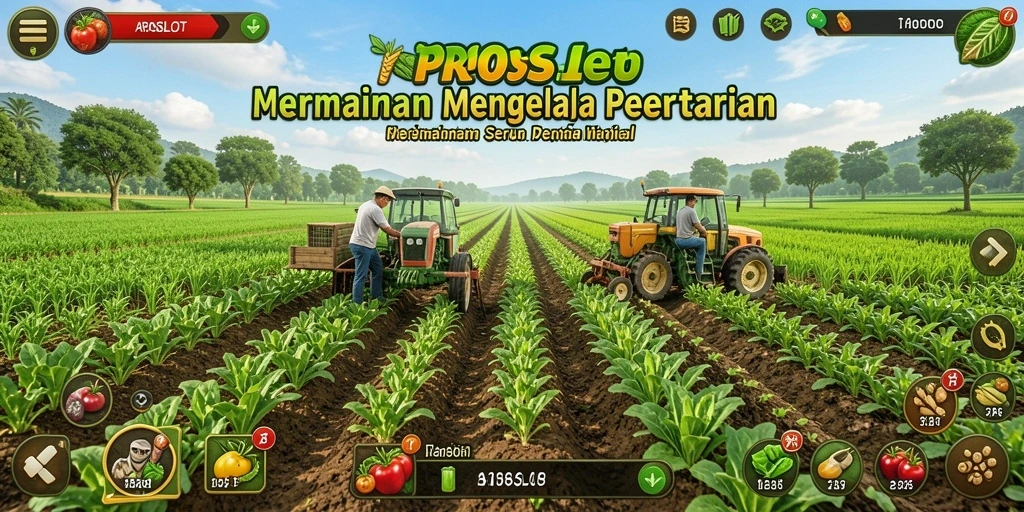Screenshot utama PROSLOT menampilkan gameplay bertani yang interaktif dan menyenangkan.
