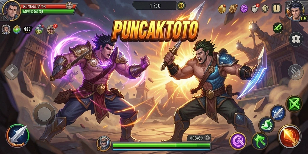 Tangkapan layar menampilkan aksi pertarungan seru di PUNCAKTOTO.