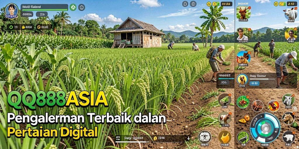 Screenshot utama QQ88ASIA menunjukkan ladang indah dengan tanaman subur.