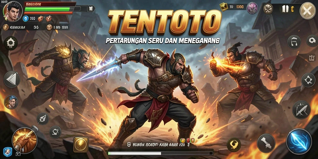 Gameplay mendebarkan di TENTOTO dengan pertarungan intens.