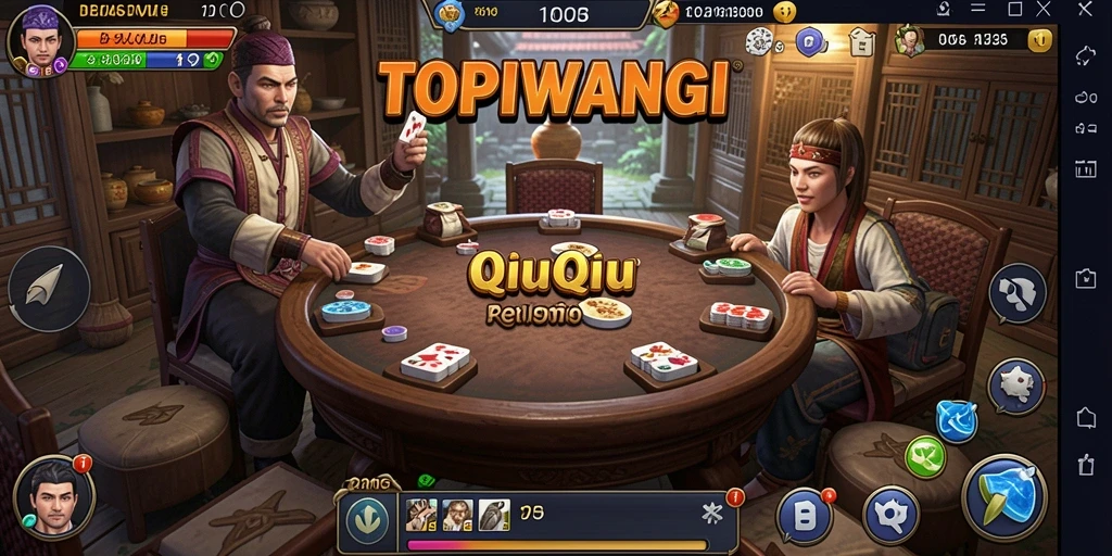 Gameplay seru dalam TOPIWANGI dengan aksi QiuQiu yang mendebarkan.