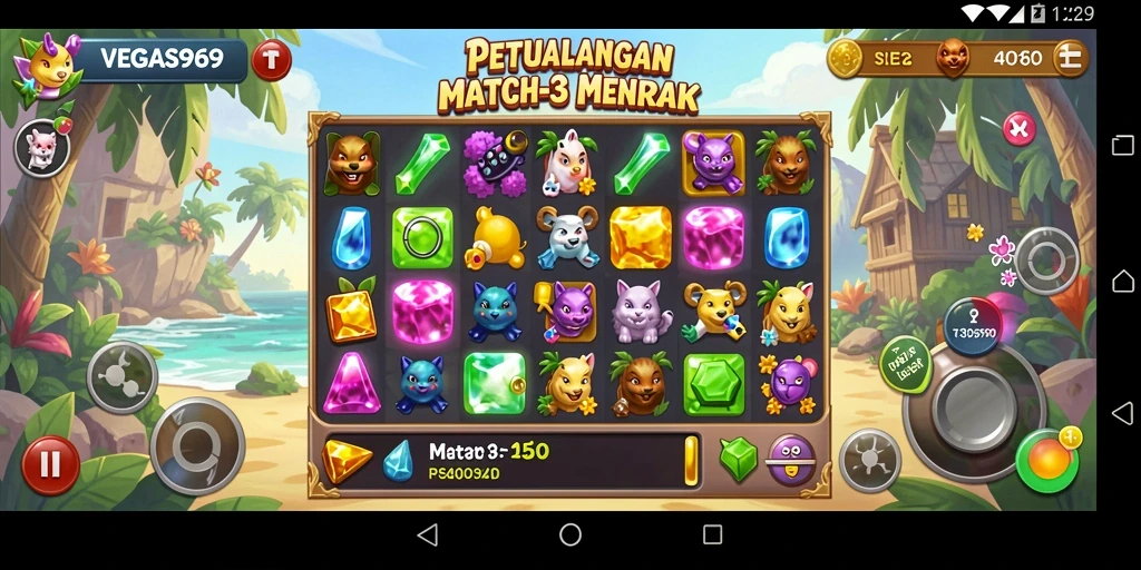 Tampilan menarik dari permainan Match-3 dengan banyak tantangan seru.