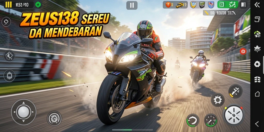 Tangkapan layar menunjukkan aksi balapan pesat di ZEUS138.